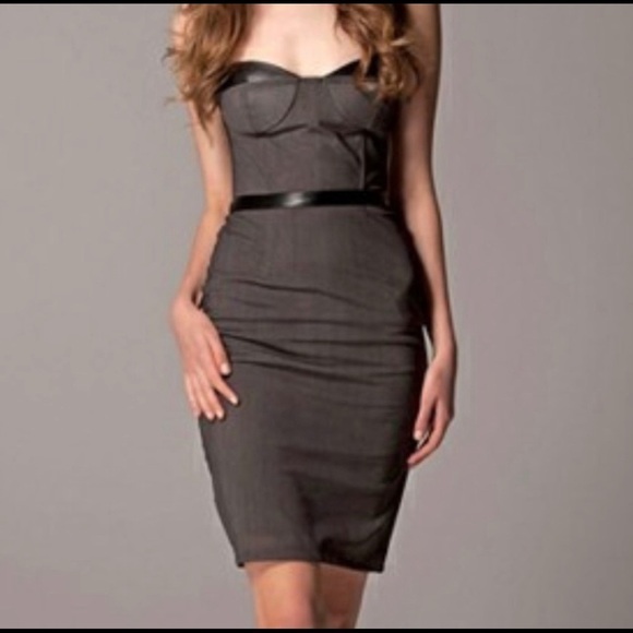 New! Blaque Label Strapless Grey and Black Body con Dress Size S - Picture 1 of 8